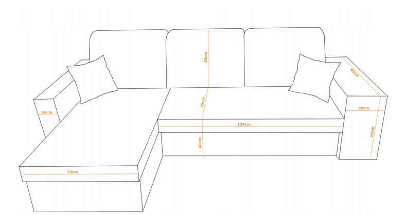 CORNER SOFA BED ARRO 255CM 2X STORAGE SPACE UNIVERSAL CORNER RIGHT/LEFT CORNER / BONELL SPRINGS + FOAM