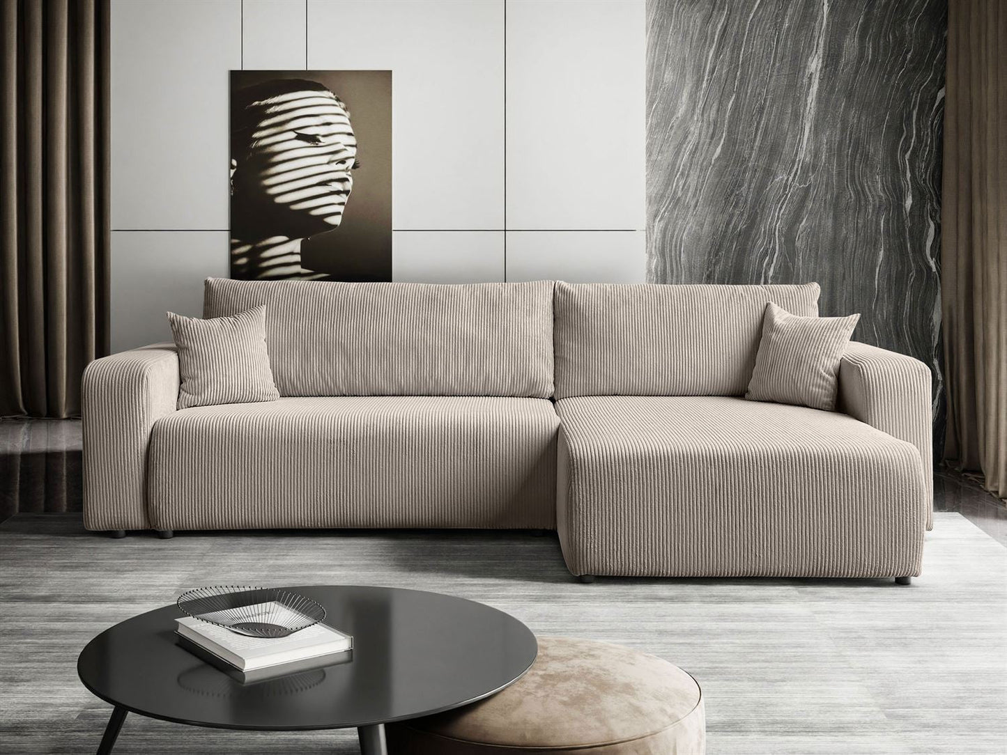 CORNER SOFA BED TOREZIO XL 277CM SPRINGS + FOAM