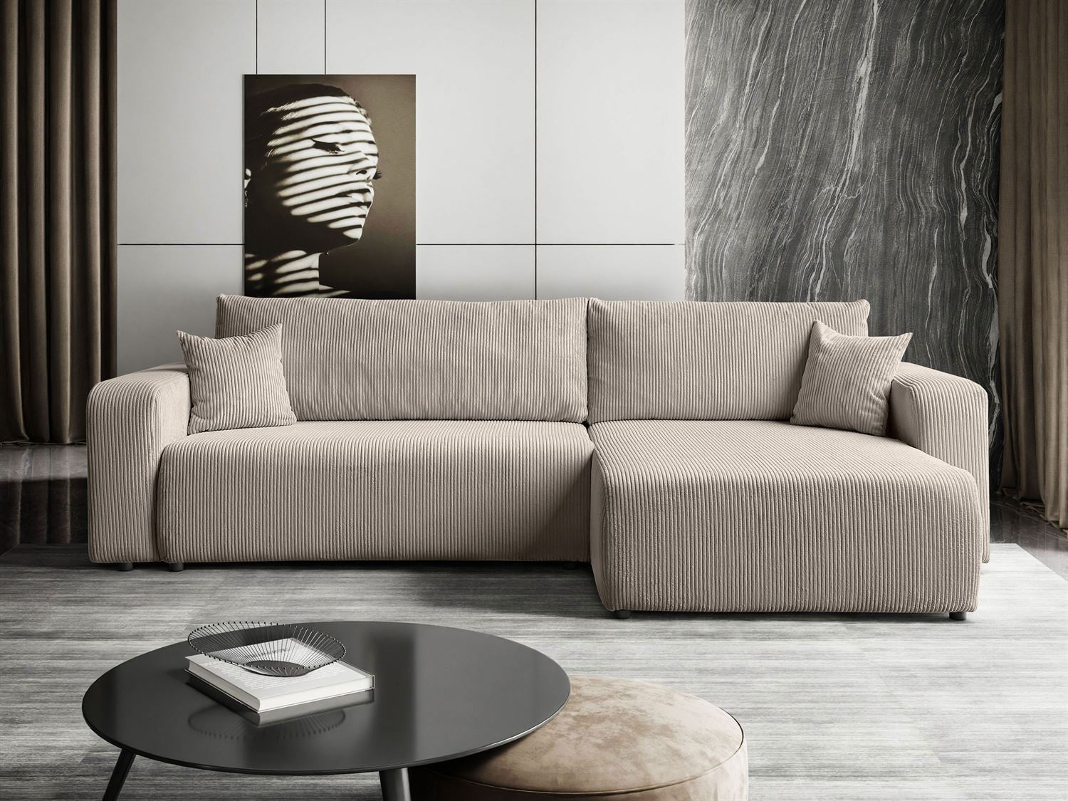 CORNER SOFA BED TOREZIO XL 277CM SPRINGS + FOAM