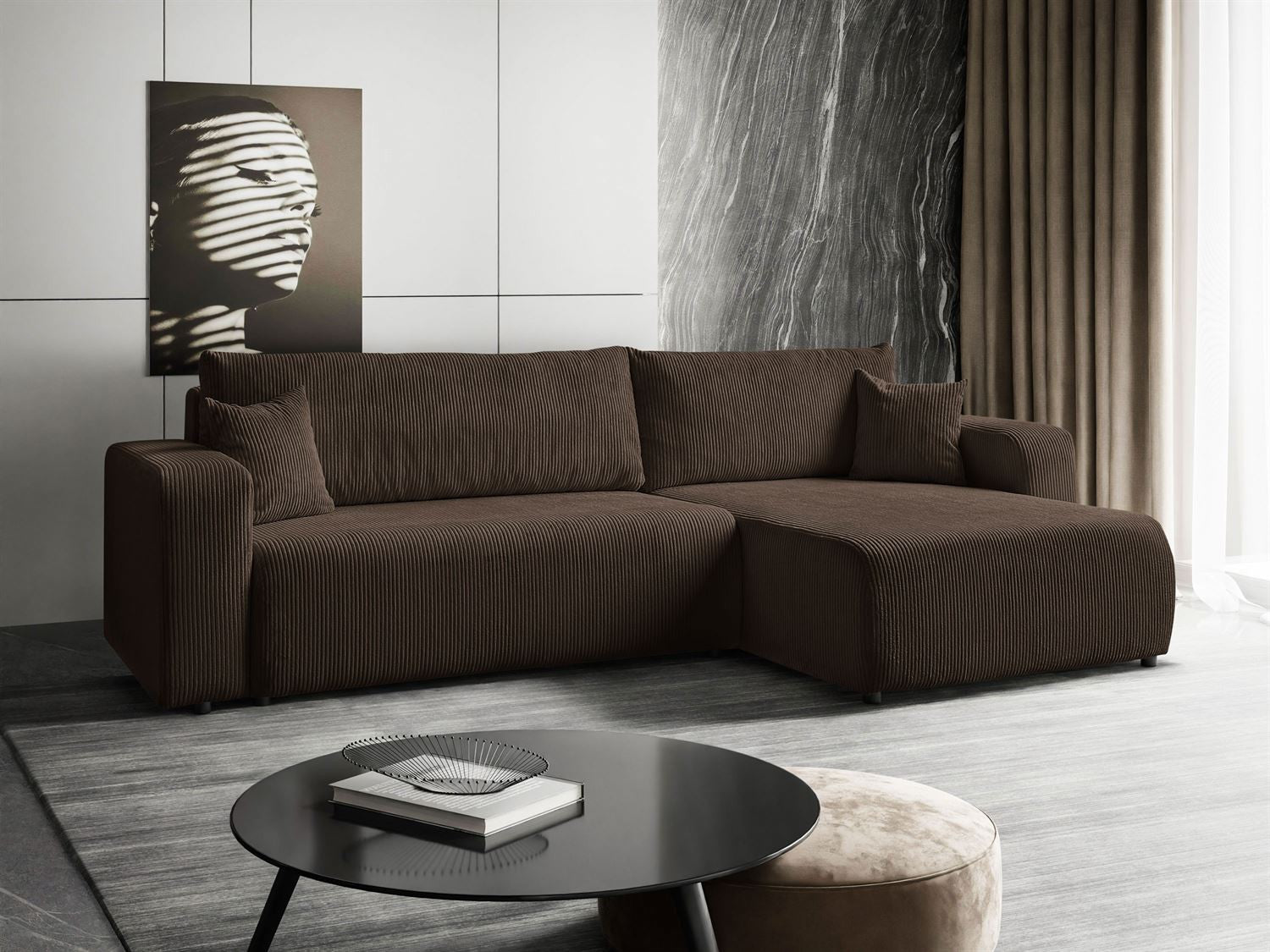 CORNER SOFA BED TOREZIO XL 277CM SPRINGS + FOAM