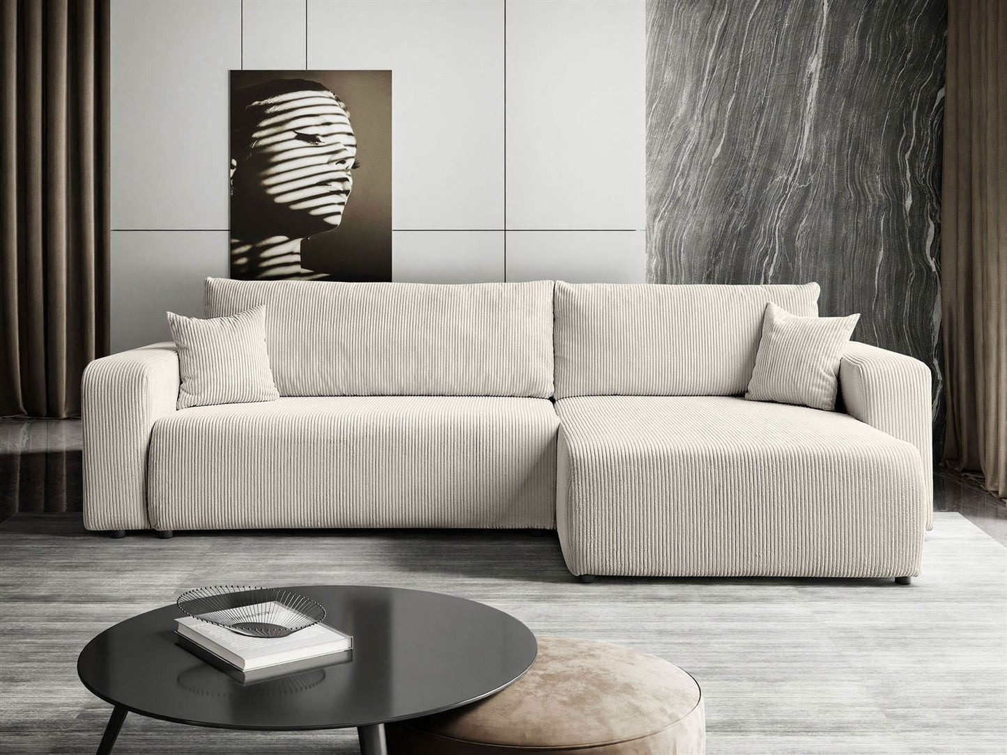 CORNER SOFA BED TOREZIO XL 277CM SPRINGS + FOAM