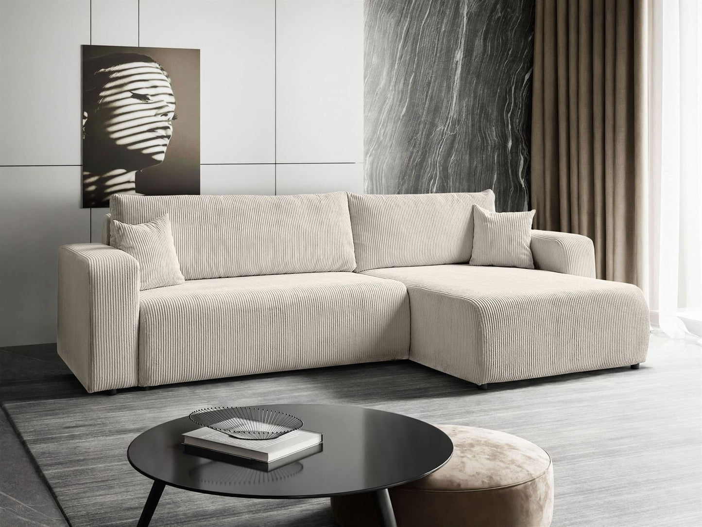 CORNER SOFA BED TOREZIO XL 277CM SPRINGS + FOAM