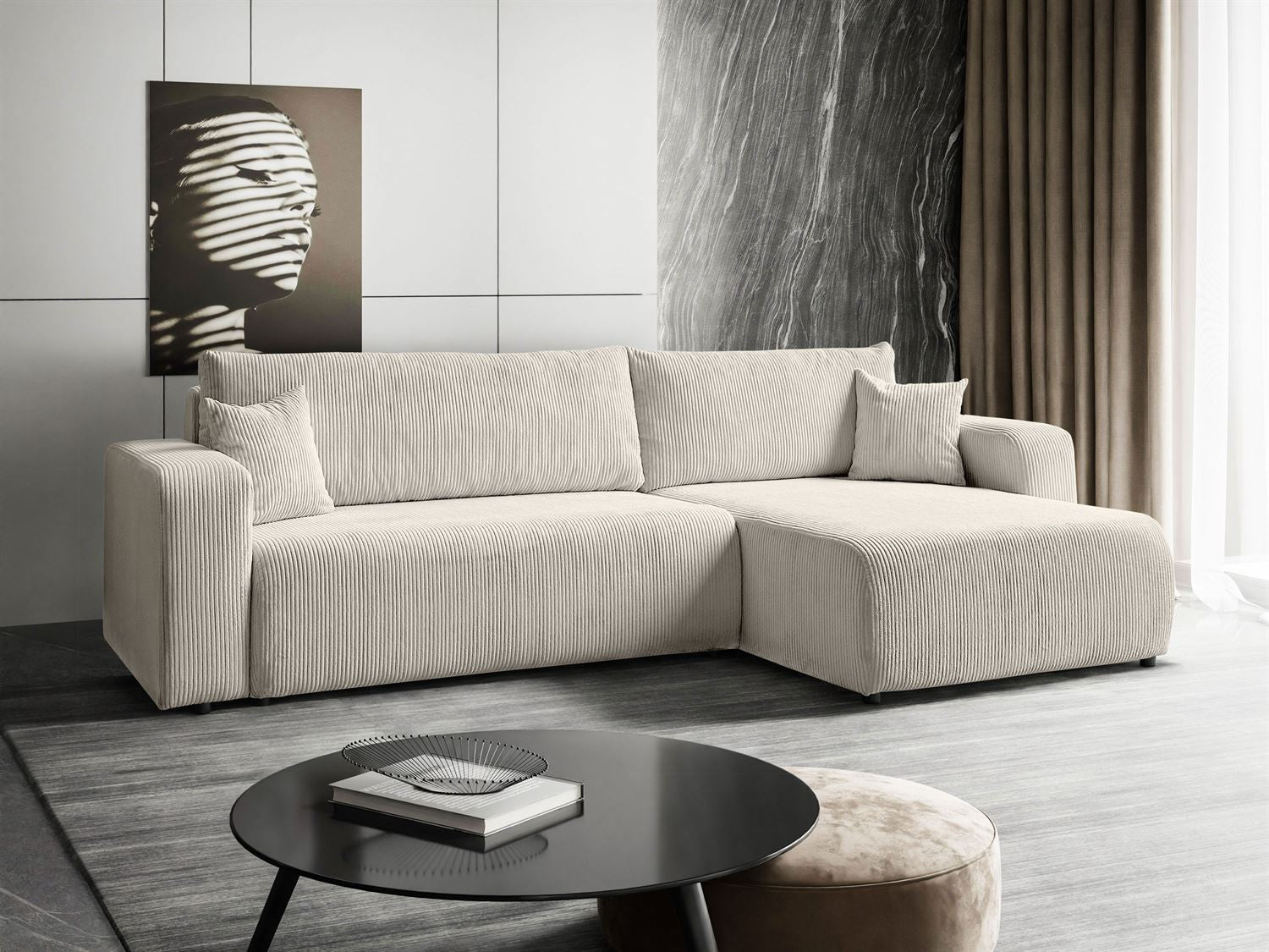 CORNER SOFA BED TOREZIO XL 277CM SPRINGS + FOAM