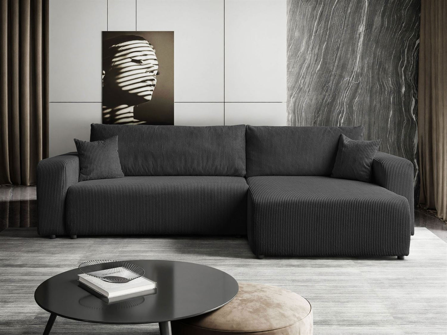 CORNER SOFA BED TOREZIO XL 277CM SPRINGS + FOAM