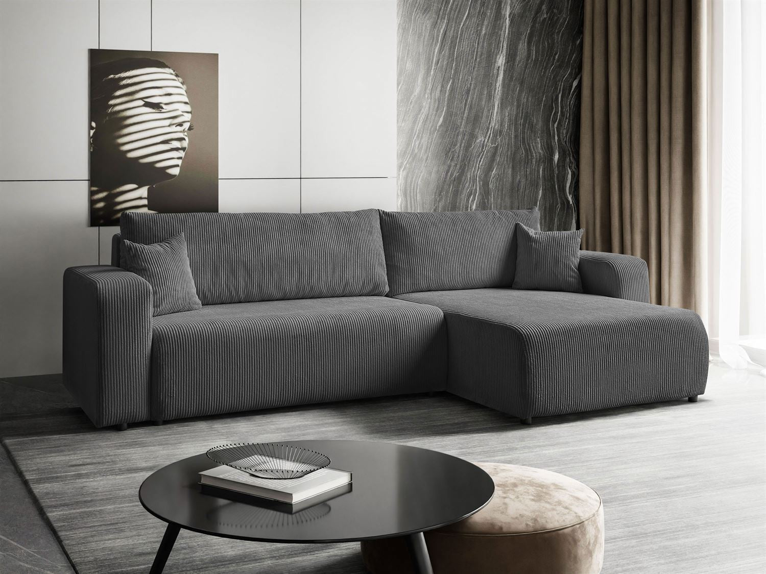 CORNER SOFA BED TOREZIO XL 277CM SPRINGS + FOAM