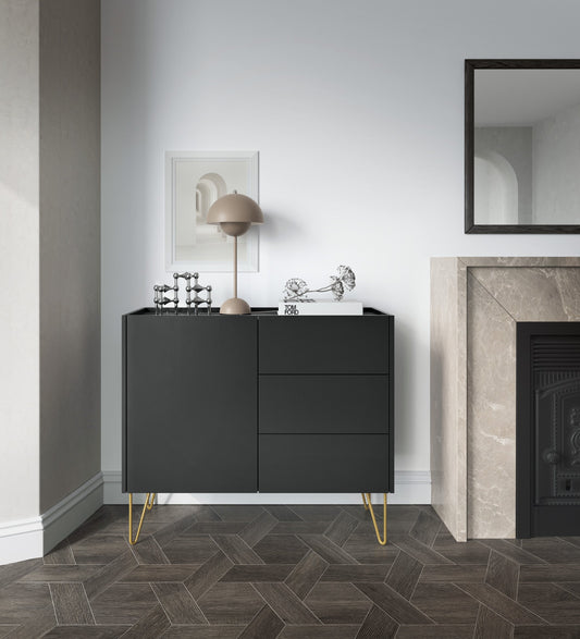 Storage cabinet HARMONY 02 black / black marble