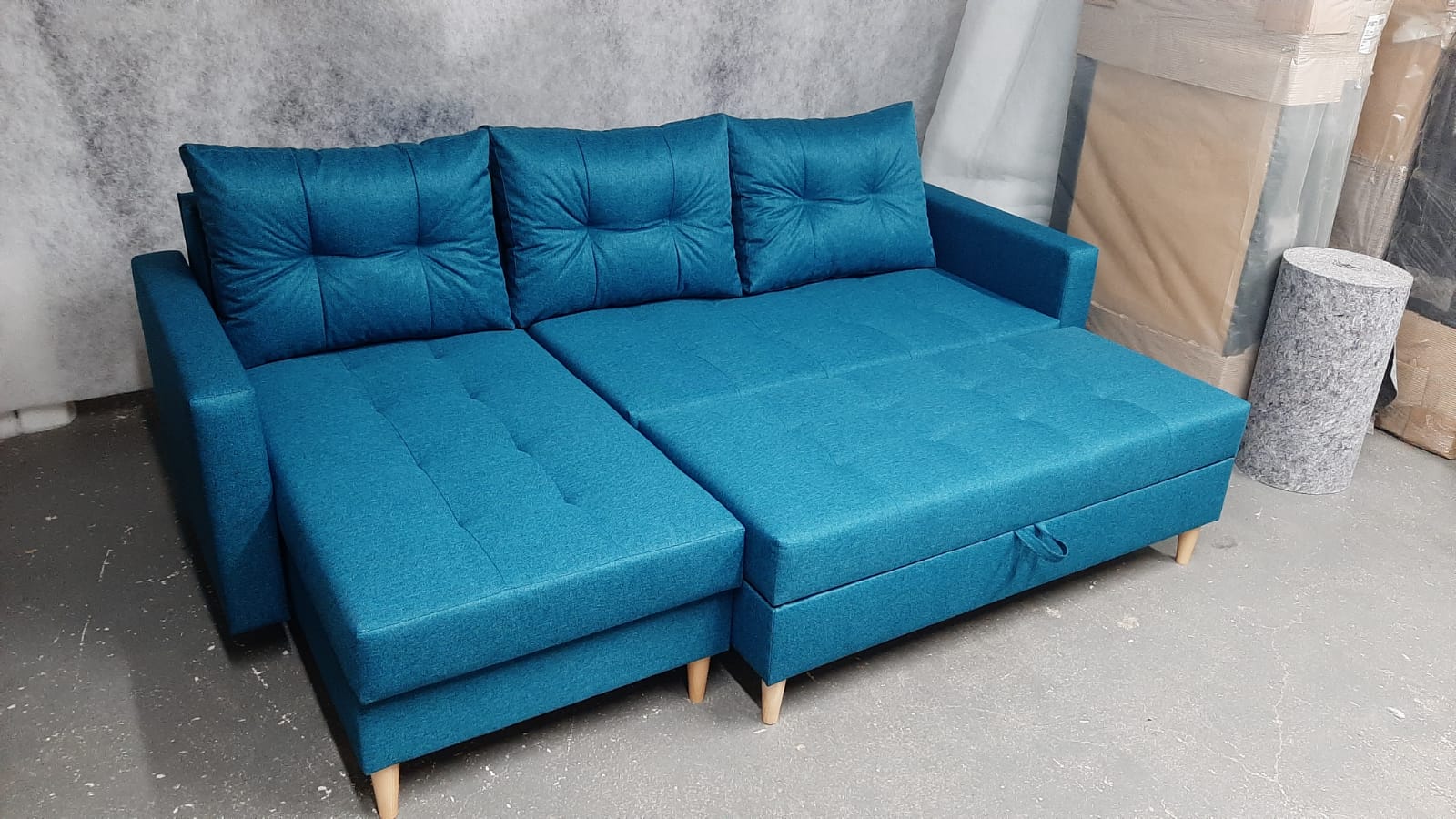 CORNER SOFA BED BRIAN 222CM + STORAGE PUFF / OTTOMAN MALMO 95 UNIVERSAL RIGHT/LEFT CORNER  / BONELL SPINGS + FOAM