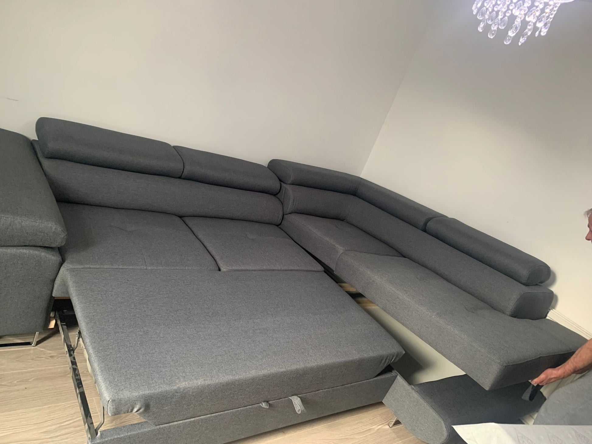 CORNER SOFA BED ASH 275CM MALMO 95 / SPRINGS + FOAM
