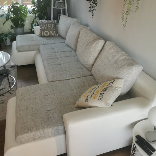 CORNER SOFA BED PRADO U LAWA 09/1115 GREY/WHITE 300CM / SPRINGS + FOAM