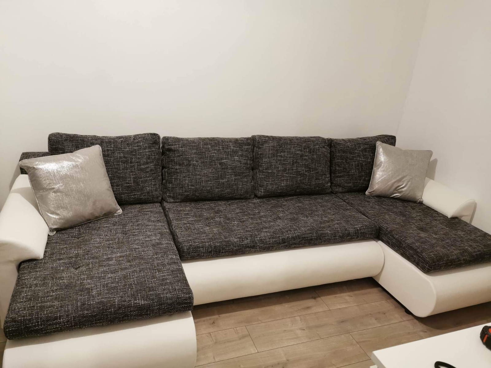 CORNER SOFA BED PRADO U LAWA 17/1115 DARK GREY/WHITE 300CM / SPRINGS + FOAM