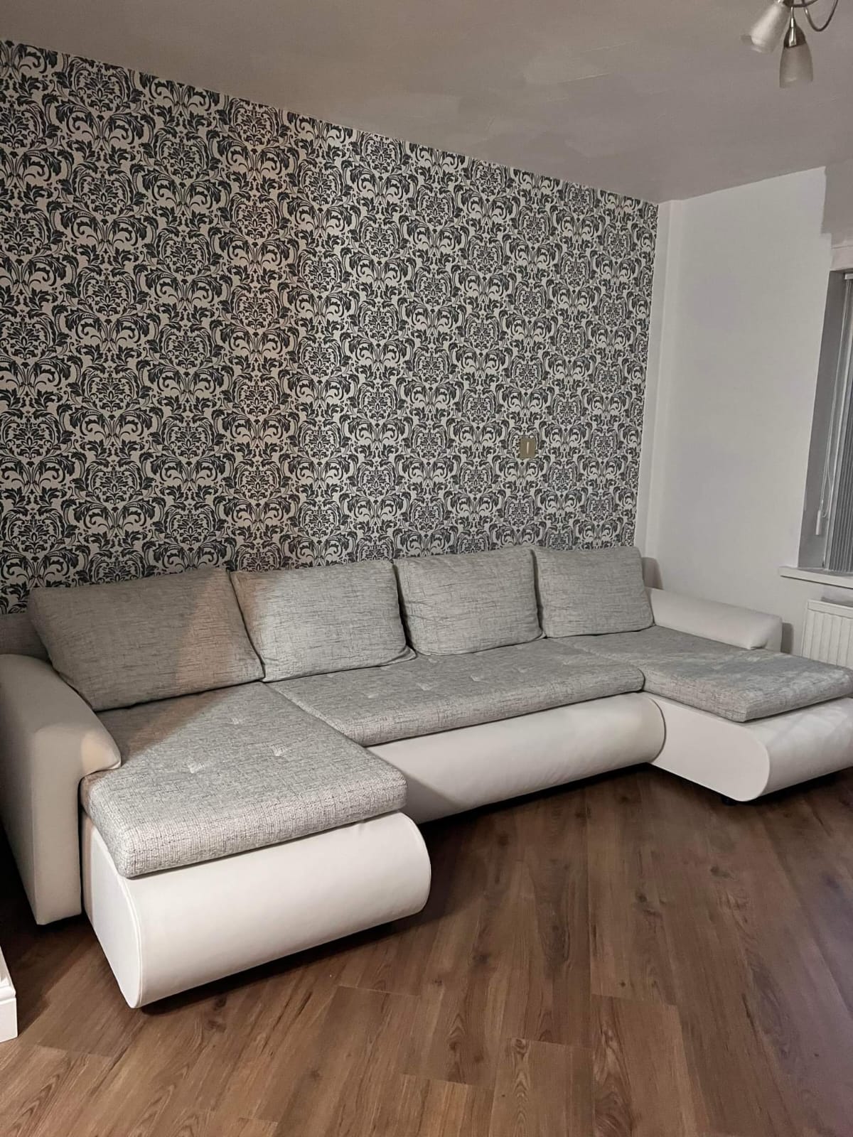 CORNER SOFA BED PRADO U LAWA 09/1115 GREY/WHITE 300CM / SPRINGS + FOAM