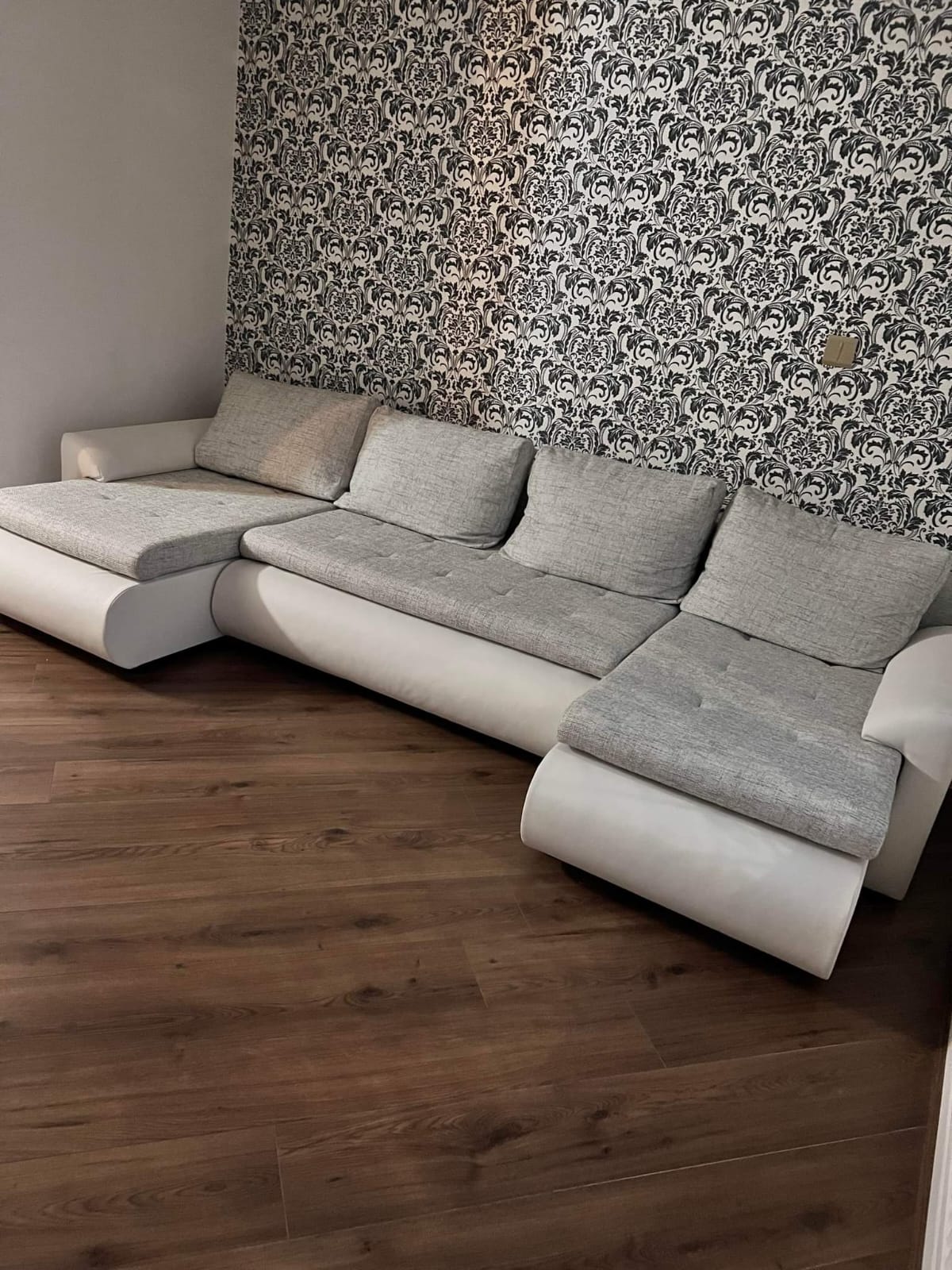 CORNER SOFA BED PRADO U LAWA 09/1115 GREY/WHITE 300CM / SPRINGS + FOAM