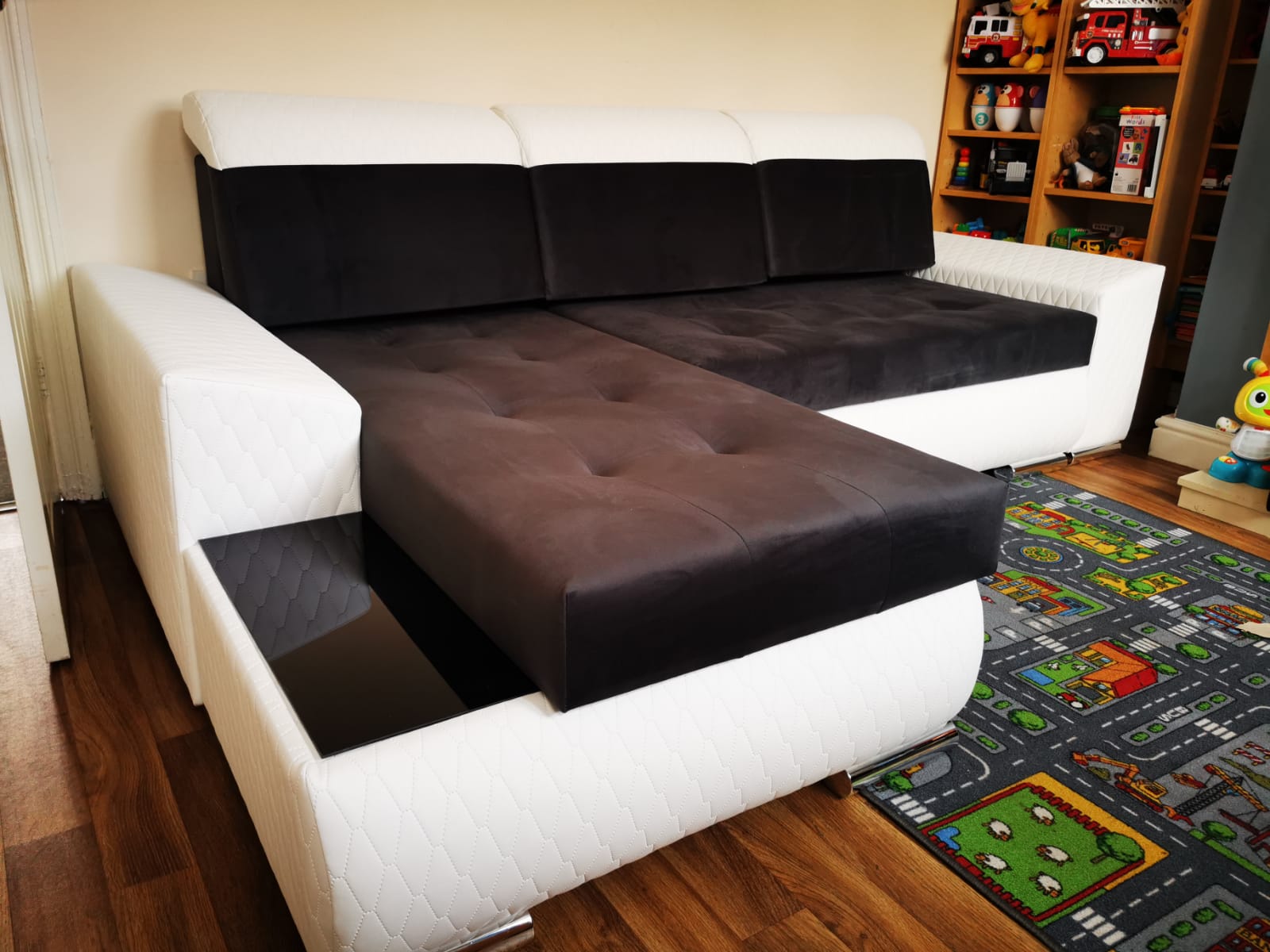 CORNER SOFA BED LONDON 2316/1115/60 252CM 2X STORAGE SPACE STAIN RESISTANT EASY CLEAN FABRIC / BONELL SPRINGS + FOAM