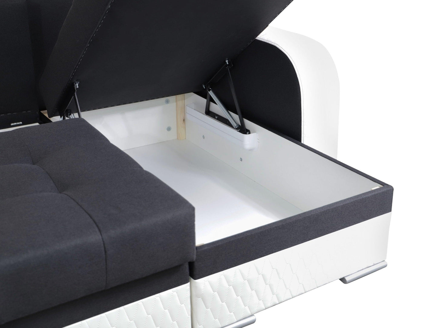 CORNER SOFA BED SAM GRAPHITE / WHITE 236CM 2X STORAGE SPACE universal RIGHT/LEFT CORNER / BONELL SPRINGS + FOAM