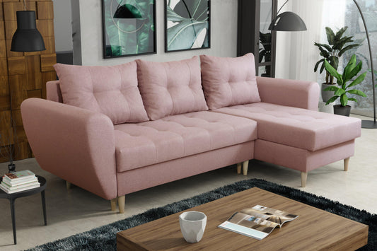 CORNER SOFA BED PALMO 2X STORAGE SPACE  PINK MALMO 61 240cm universal RIGHT/LEFT CORNER / BONELL SPRINGS + FOAM