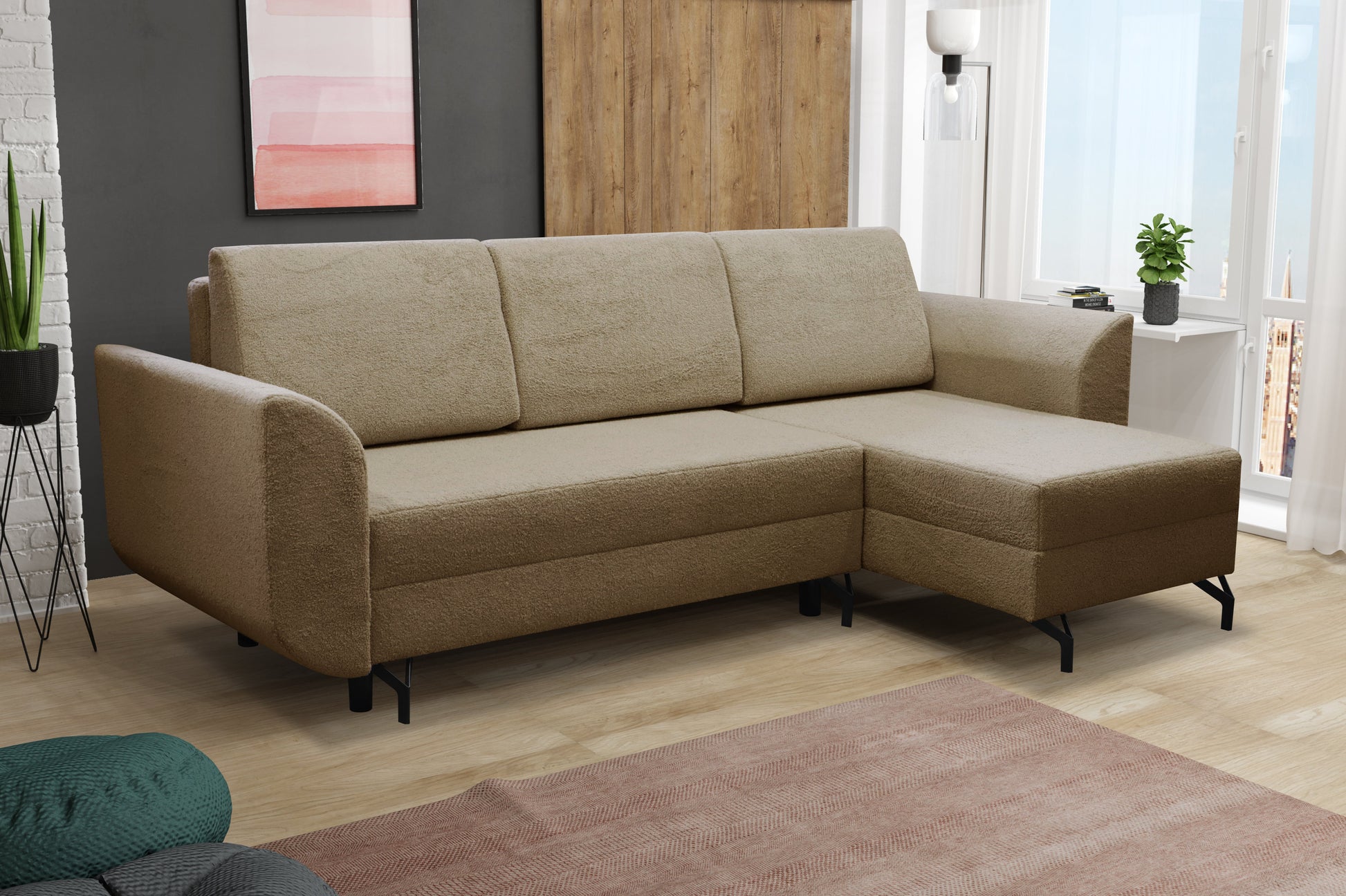 CORNER SOFA BED OSLO WITH OPTIONAL STOLL