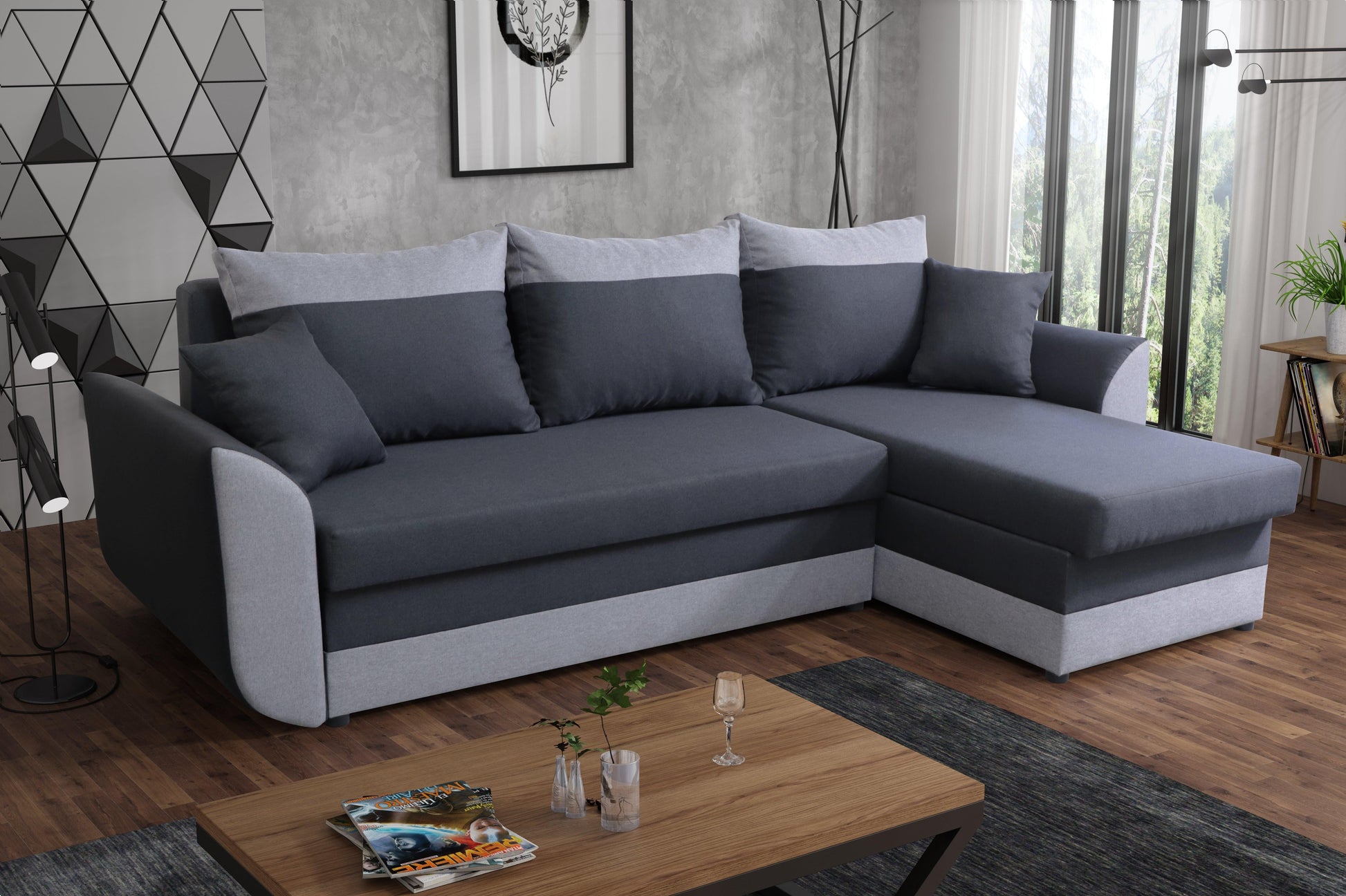 CORNER SOFA BED TRINITY 234CM 2x STORAGE SPACE / FOAM