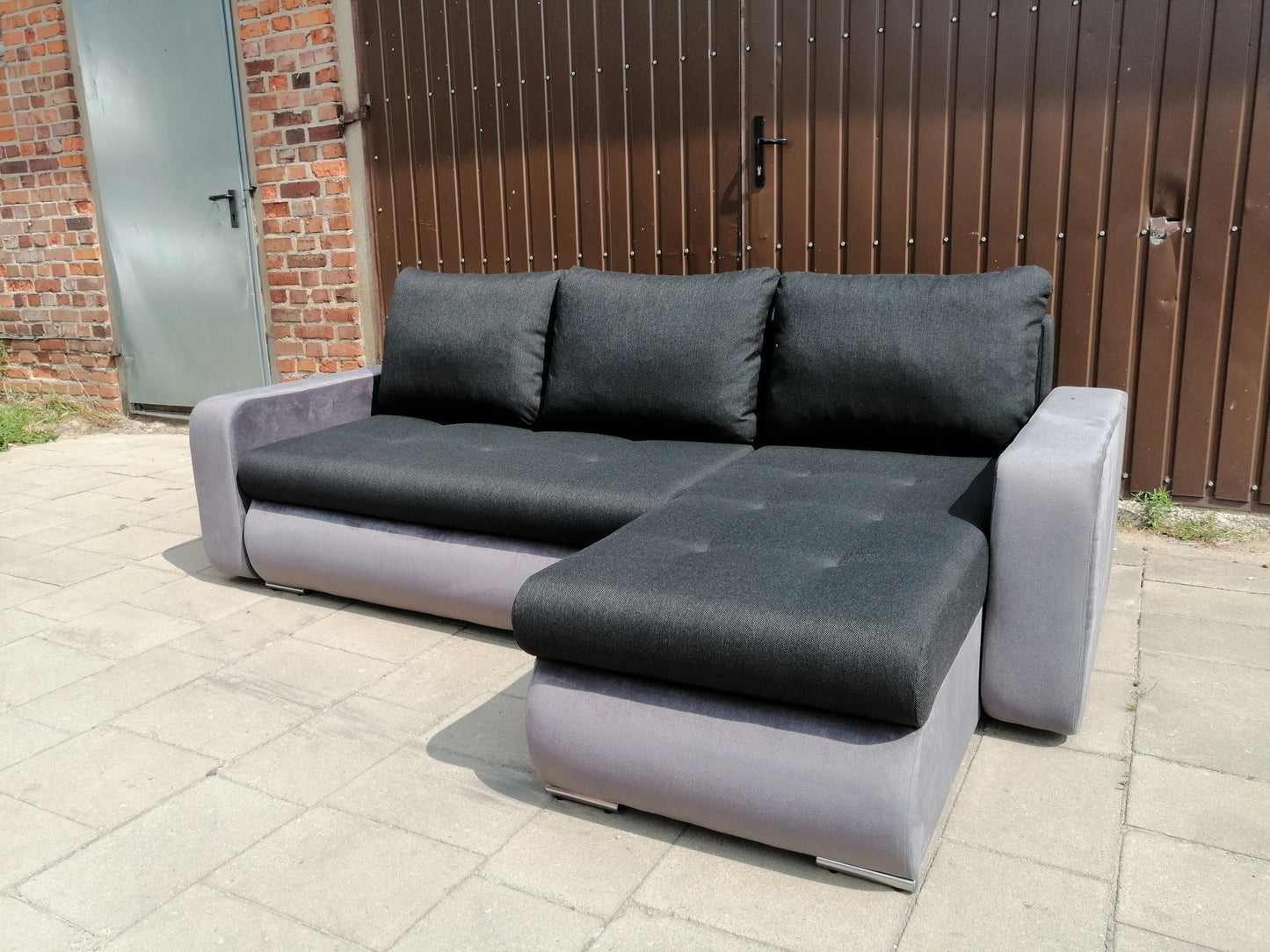 CORNER SOFA BED DAVY CHOICE OF COLOR 238CM / SPRINGS + FOAM