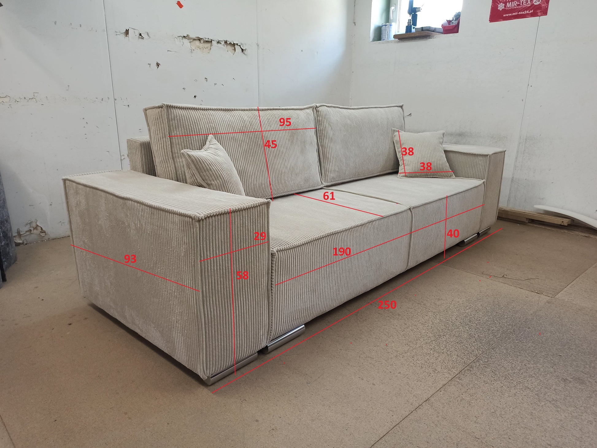 SOFA BED FIORD POSO 03 250cm / SPRINGS + FOAM