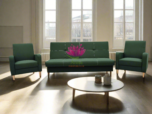SOFA BED SET 3+1+1 AXEL + 2X ARMCHAIRS CARLO