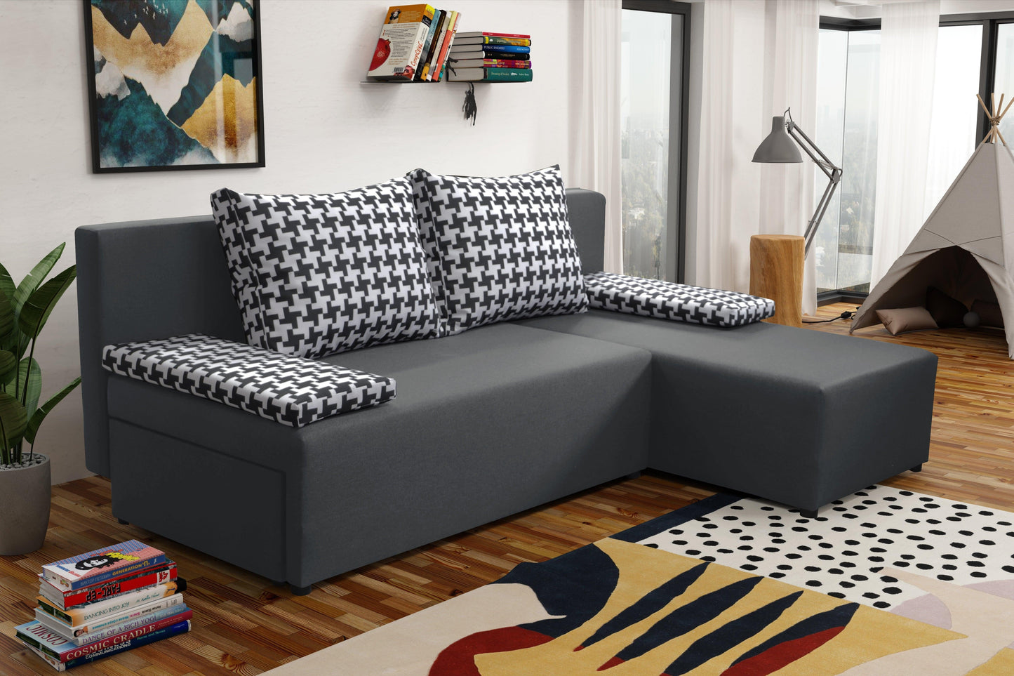 SMALL CORNER SOFA BED TOM 201CM MALMO 95 UNIVERSAL CORNER / FOAM
