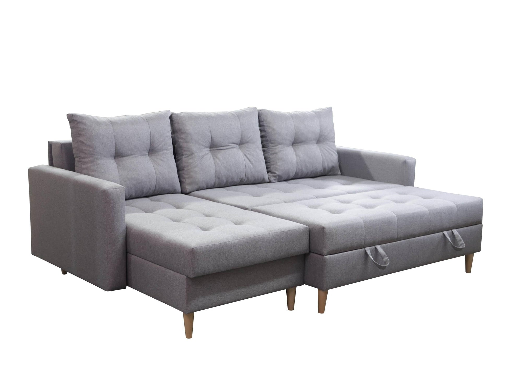 CORNER SOFA BED BRIAN 222CM + STORAGE PUFF / OTTOMAN MALMO 95 UNIVERSAL RIGHT/LEFT CORNER  / BONELL SPINGS + FOAM