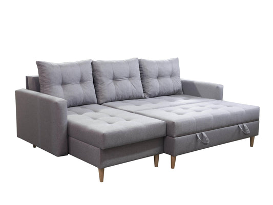 CORNER SOFA BED BRIAN 222CM + STORAGE PUFF / OTTOMAN MALMO 72 UNIVERSAL RIGHT/LEFT CORNER  / BONELL SPINGS + FOAM