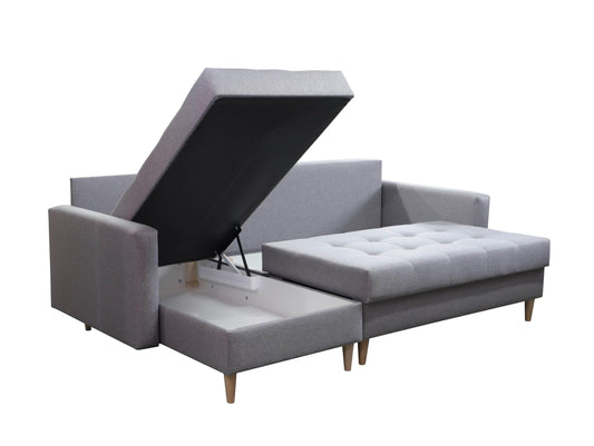 CORNER SOFA BED BRIAN 222CM + STORAGE PUFF / OTTOMAN MALMO 90 UNIVERSAL RIGHT/LEFT CORNER