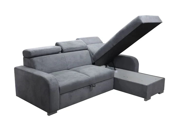 UNIVERSAL CORNER SOFA BED ASTEE 235CM ASTI19 EASY CLEAN FABRIC ADJUSTABLE HEADREST / SPRINGS + FOAM