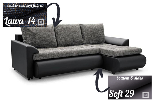 CORNER SOFA BED PRADO LAWA 14 SOFT 29 RIGHT HAND SIDE CORNER 226CM / SPRINGS + FOAM