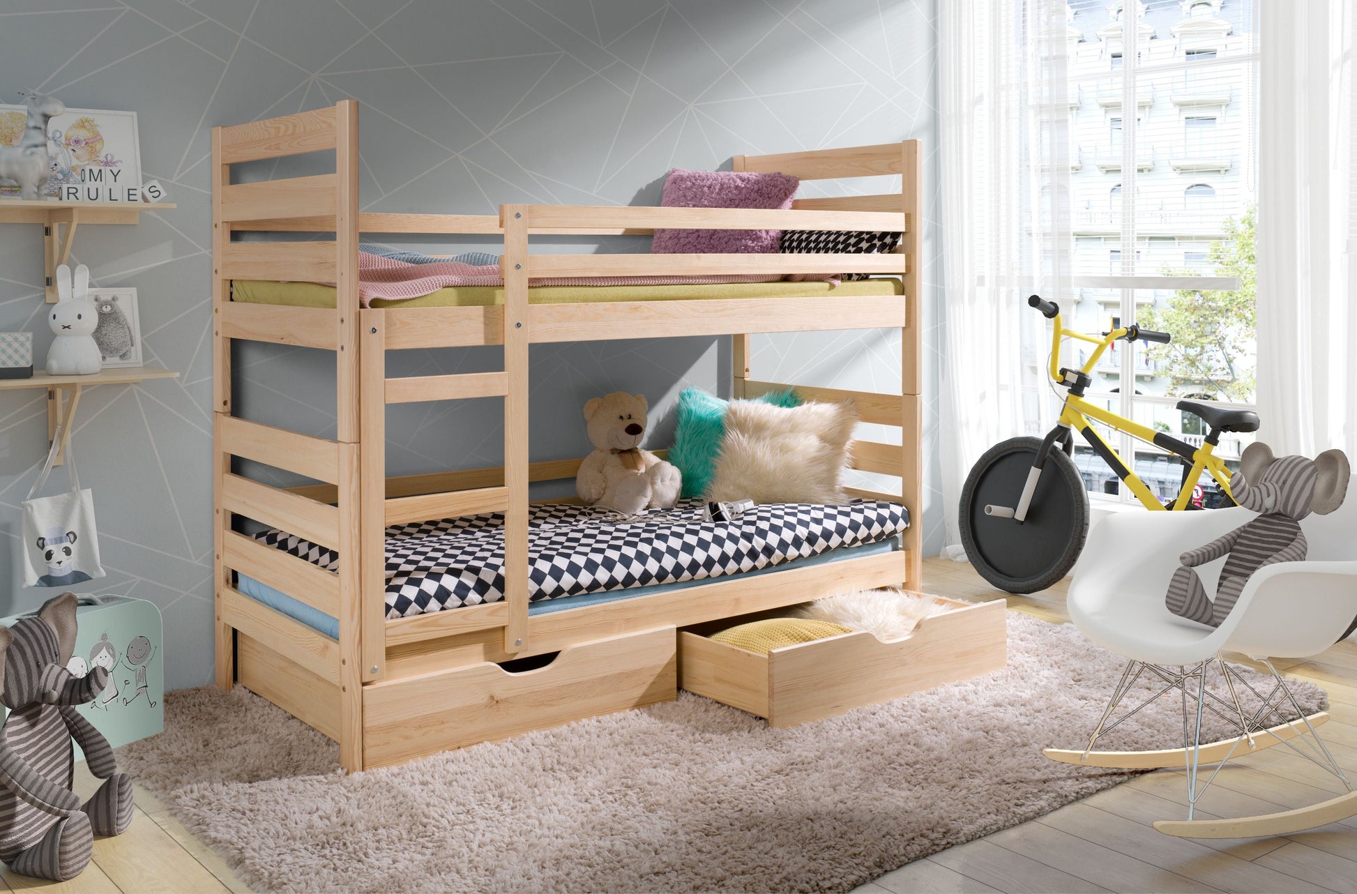 WOODEN BUNK BED JAN 196X88CM