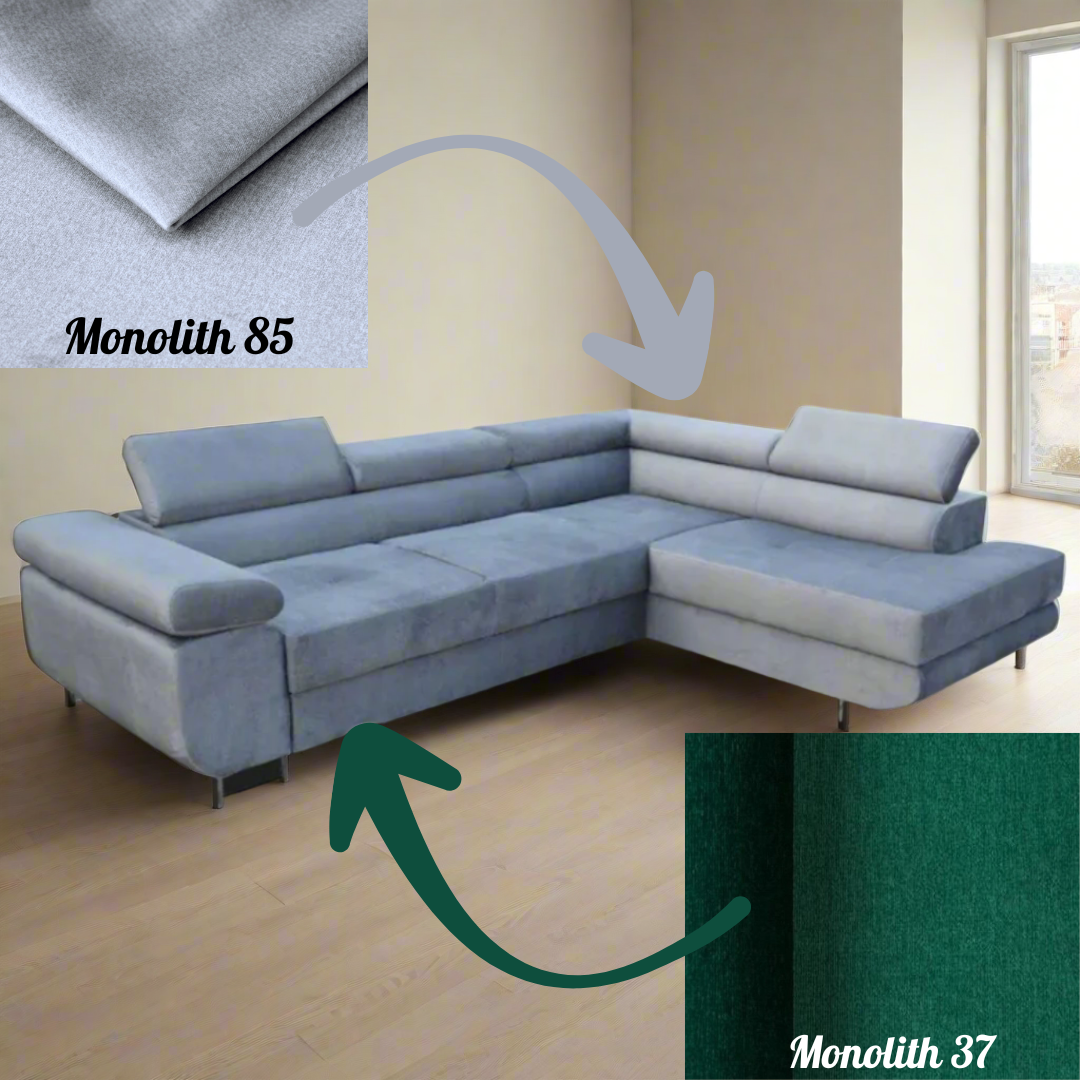 CORNER SOFA BED ASH 273CM MONOLITH 85 / MONOLITH 37 RIGHT HAND SIDE CORNER / SPRINGS + FOAM