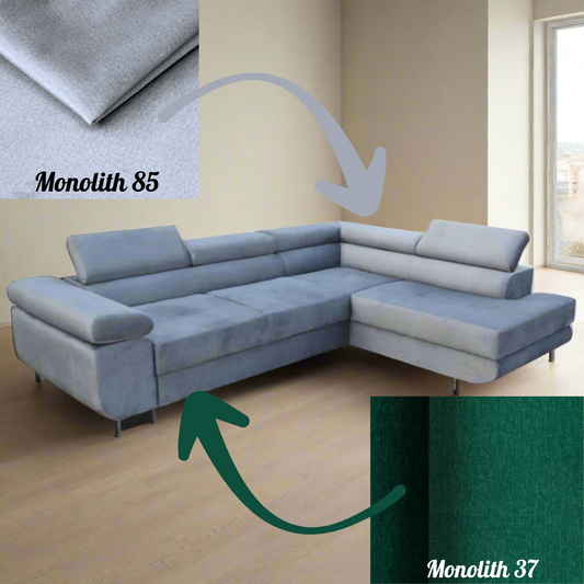 CORNER SOFA BED ASH 273CM MONOLITH 85 / MONOLITH 37 RIGHT HAND SIDE CORNER / SPRINGS + FOAM