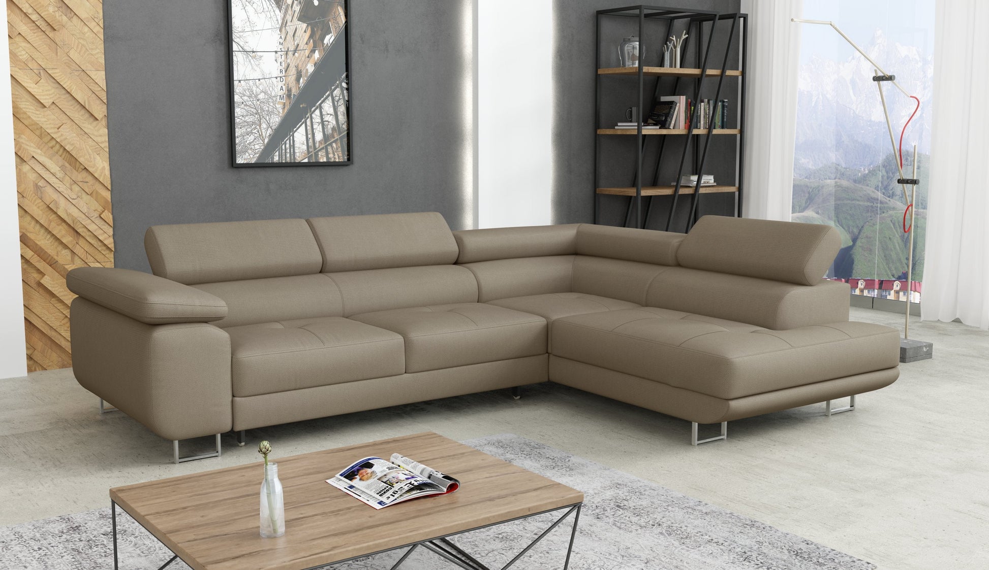 CORNER SOFA BED CALIPSO 275CM PAROS02 / SPRINGS + FOAM