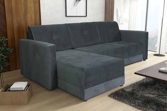 CORNER SOFA BED TEXAS 222CM UNIVERSAL RIGHT/LEFT CORNER CHOICE OF 15  COLORS / FOAM