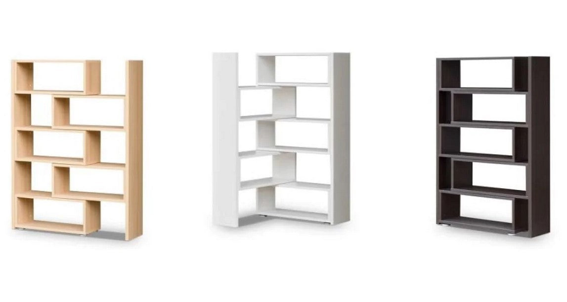 TALL 188CM BOOKCASE WHITE ADJUSTABLE WIDTH 72-125CM