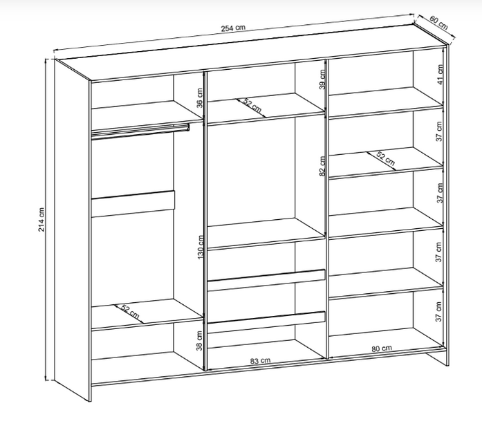 SLIDING DOOR WARDROBE TV 254CM GRAPHITE