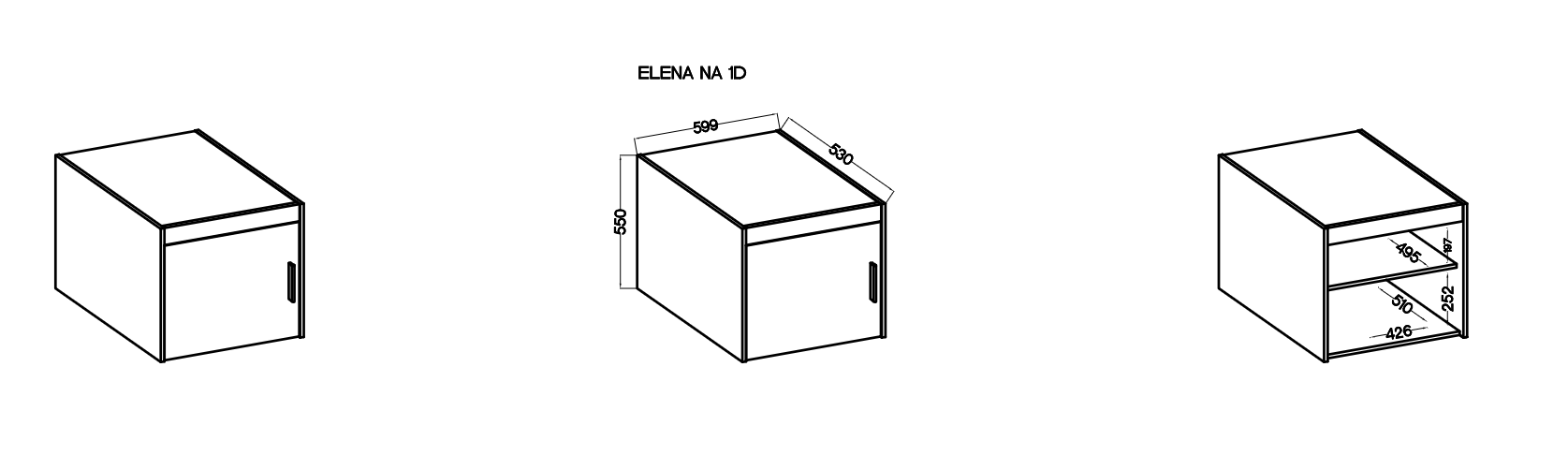 WARDROBE SELENA 1D 3S 60CM