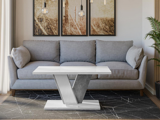 COFFEE TABLE VINEY WHITE GLOSS / STONE GREY