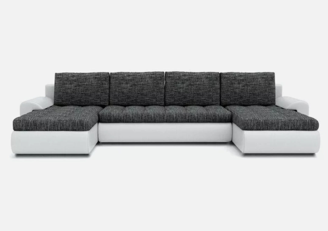 CORNER SOFA BED PRADO U LAWA 17/1115 DARK GREY/WHITE 300CM / SPRINGS + FOAM