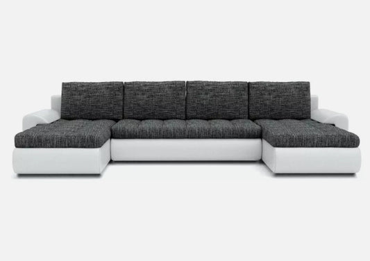 CORNER SOFA BED PRADO U LAWA 17/1115 DARK GREY/WHITE 300CM / SPRINGS + FOAM
