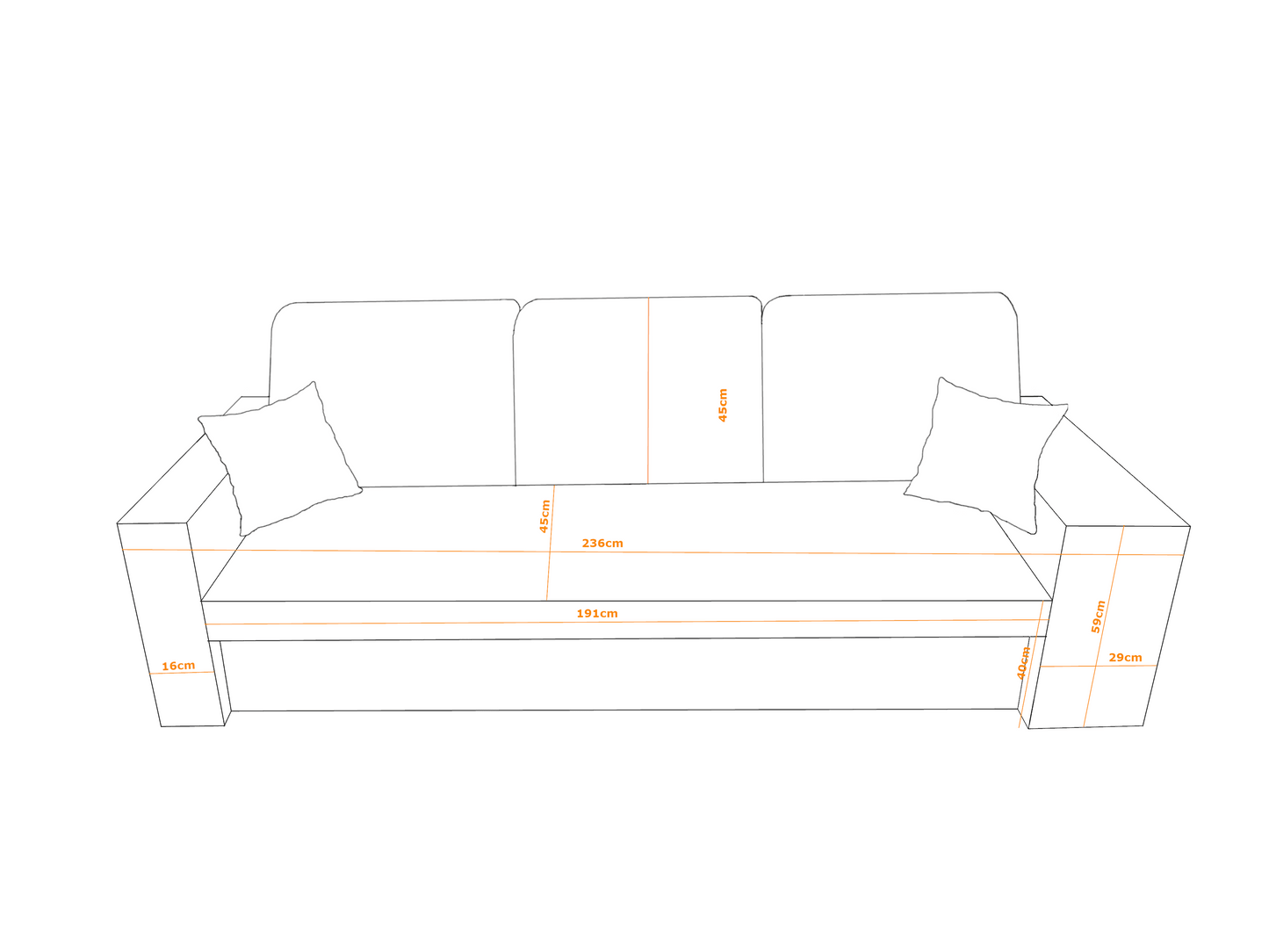 SOFA BED BALI 236CM / BONELL SPRINGS + FOAM