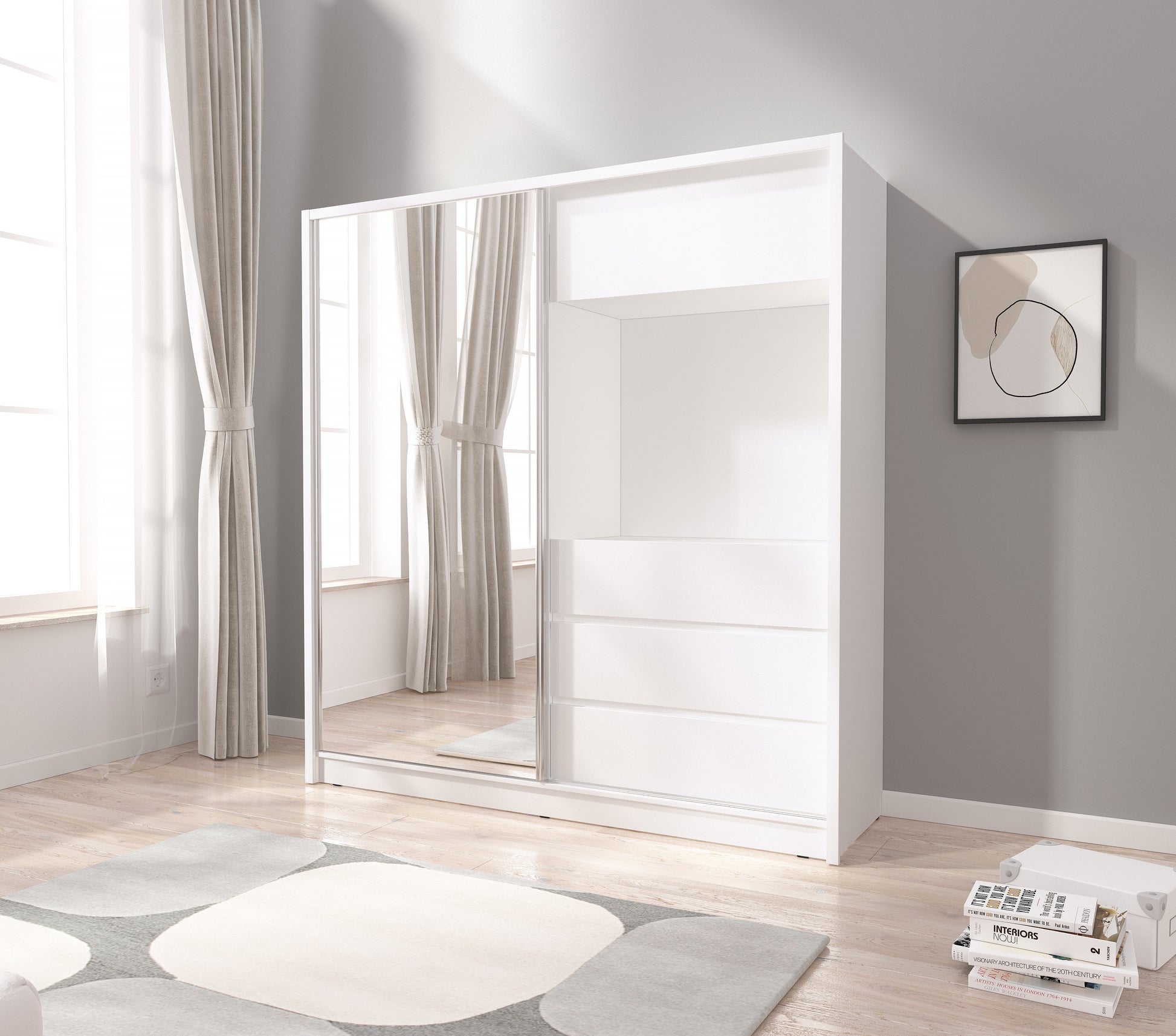SLIDING DOOR WARDROBE TV 200M WHITE