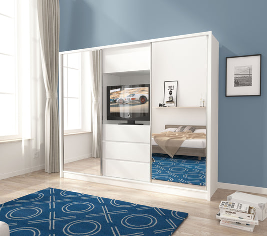 SLIDING DOOR WARDROBE TV 254CM WHITE