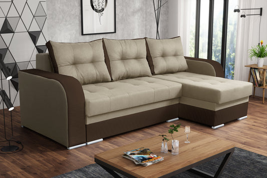 CORNER SOFA BED SAM TWIST 2 / 1116 BROWN 236CM 2X STORAGE SPACE universal RIGHT/LEFT CORNER / BONELL SPRINGS + FOAM