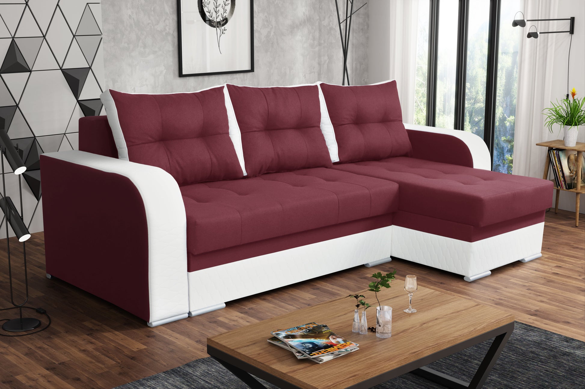 CORNER SOFA BED SAM TWIST 9 / 1115 236CM 2X STORAGE SPACE universal RIGHT/LEFT CORNER / BONELL SPRINGS + FOAM