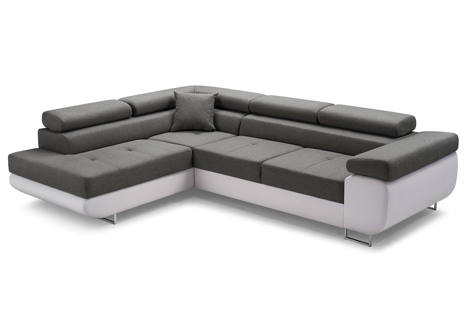 CORNER SOFA BED ASH 273CM GREY/WHITE / SPRINGS + FOAM