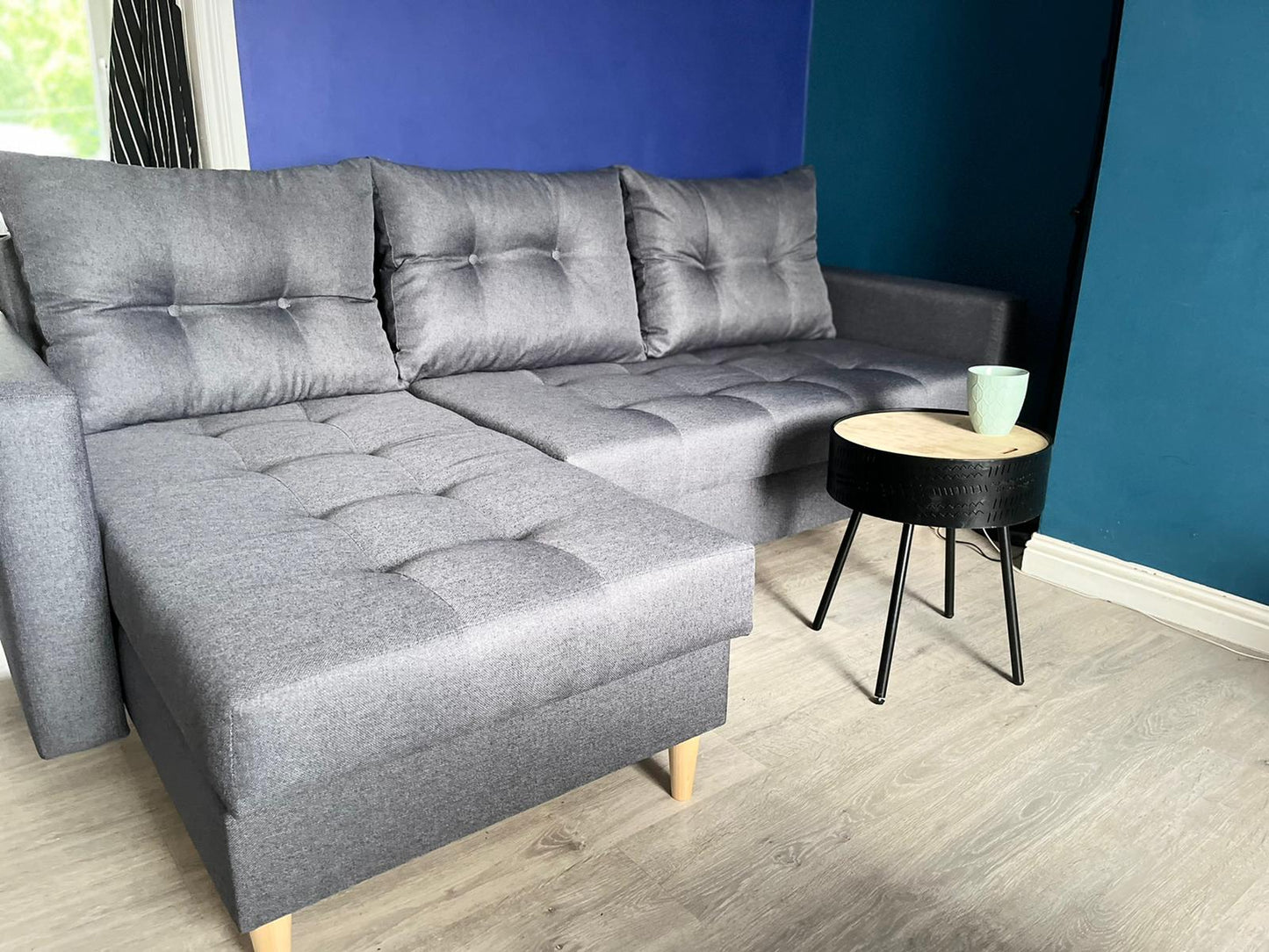CORNER SOFA BED BRIAN 2X STORAGE SPACE MALMO 95 222x140cm universal RIGHT/LEFT CORNER / BONELL SPRINGS + FOAM