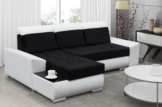 CORNER SOFA BED LONDON 2316/1115/60 252CM 2X STORAGE SPACE STAIN RESISTANT EASY CLEAN FABRIC / BONELL SPRINGS + FOAM