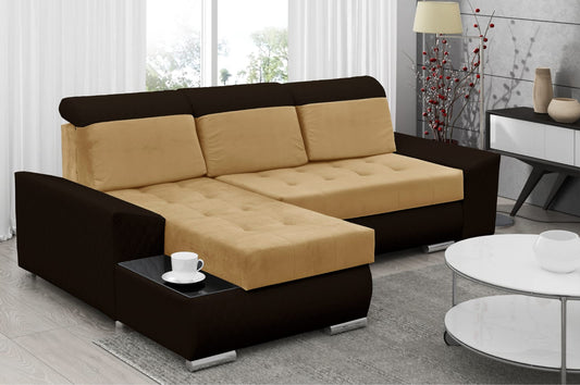 CORNER SOFA BED LONDON 2304/1113/60 252CM 2X STORAGE SPACE STAIN RESISTANT EASY CLEAN FABRIC / BONELL SPRINGS + FOAM
